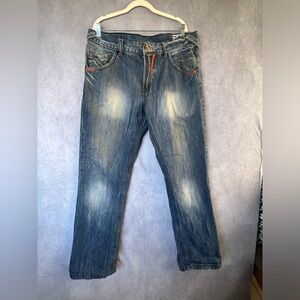 Dodeca Jeans Mens 36x31 Blue Baggy Med Wash Fade Y2k Hip Hop Skater South Pole